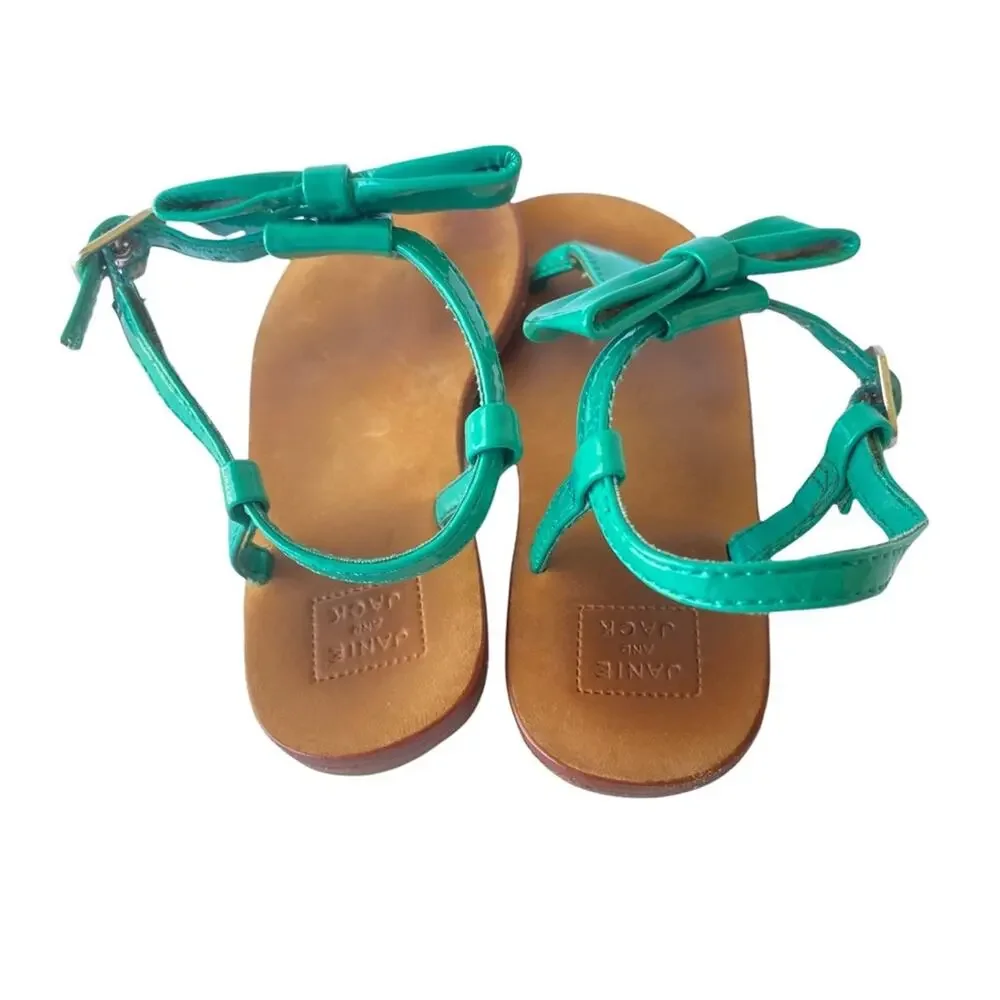 Janie and Jack sandals little girsl 6 Bow Patent Leather Easter Spring Shoes